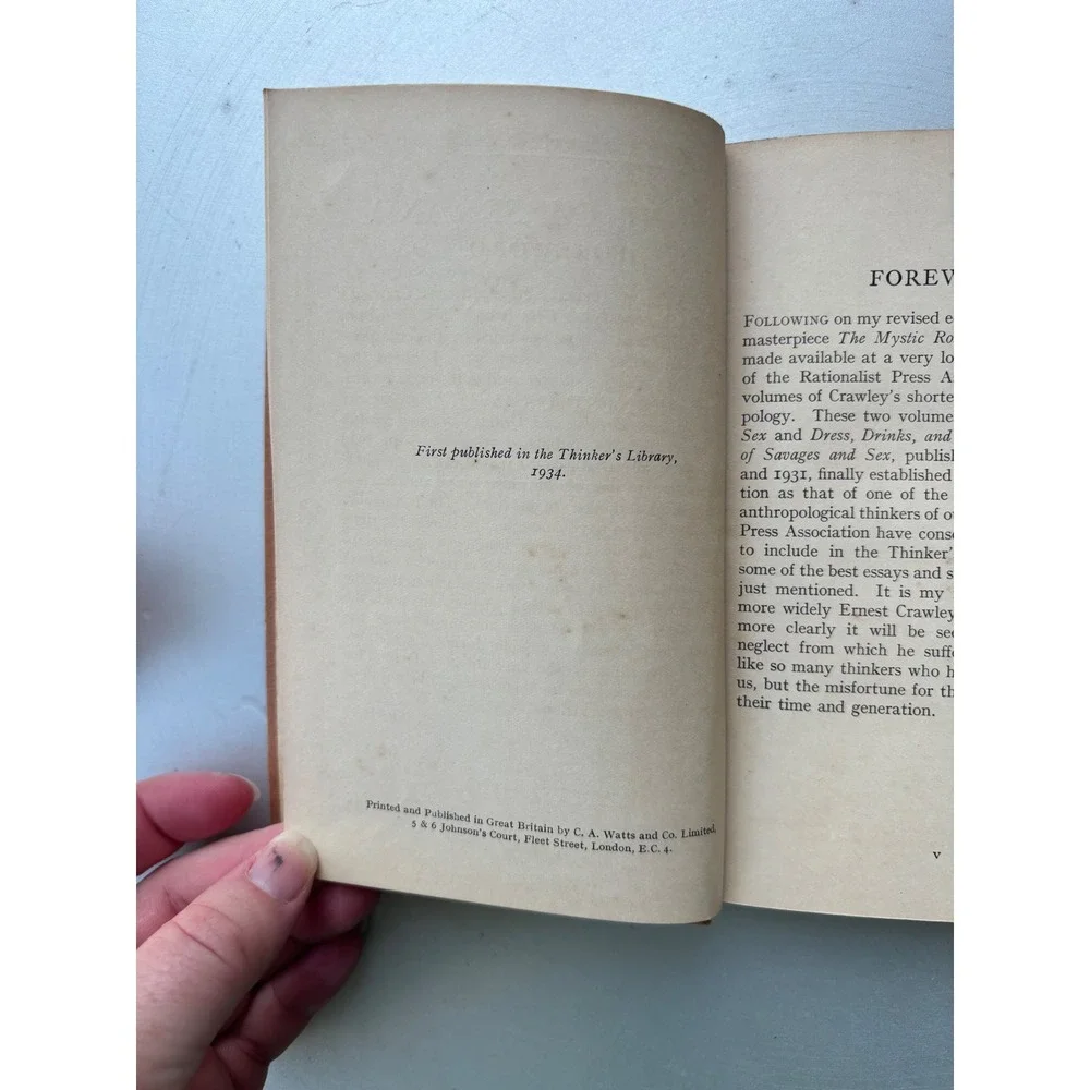 1934 Oath Curse and Blessing Ernest Crawley Thinkers Library No 40 First Edition